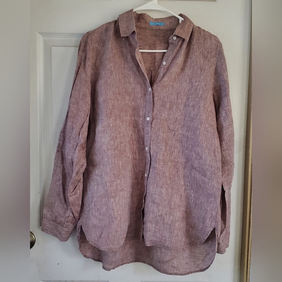 J Mclaughlin Button Down Womans Linen Blouse, Size Medium - Picture 1 of 8